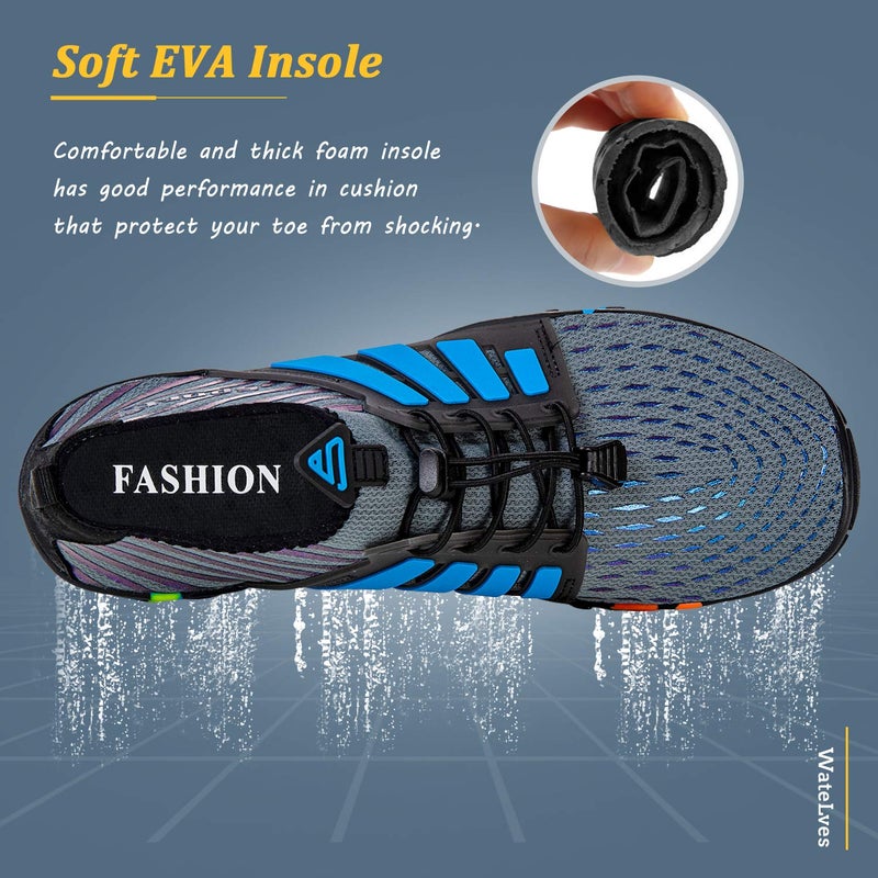 WateLves Water Shoes Mens Womens Beach Swim Shoes Quick-Dry Aqua Socks Pool Shoes for Surf Yoga Water Aerobics (B/Blue Gray, 39) - Image 5